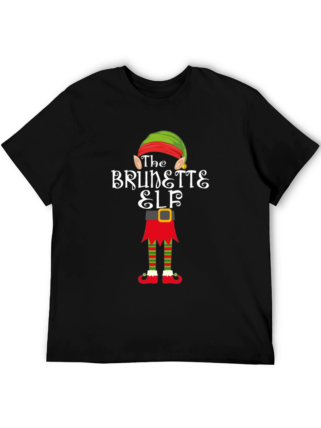 Brunette Elf Christmas Graphic Tee