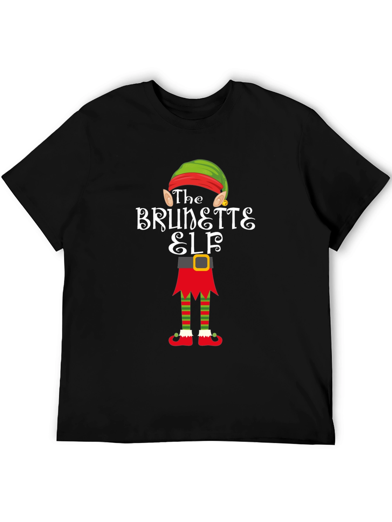 Brunette Elf Christmas Graphic Tee