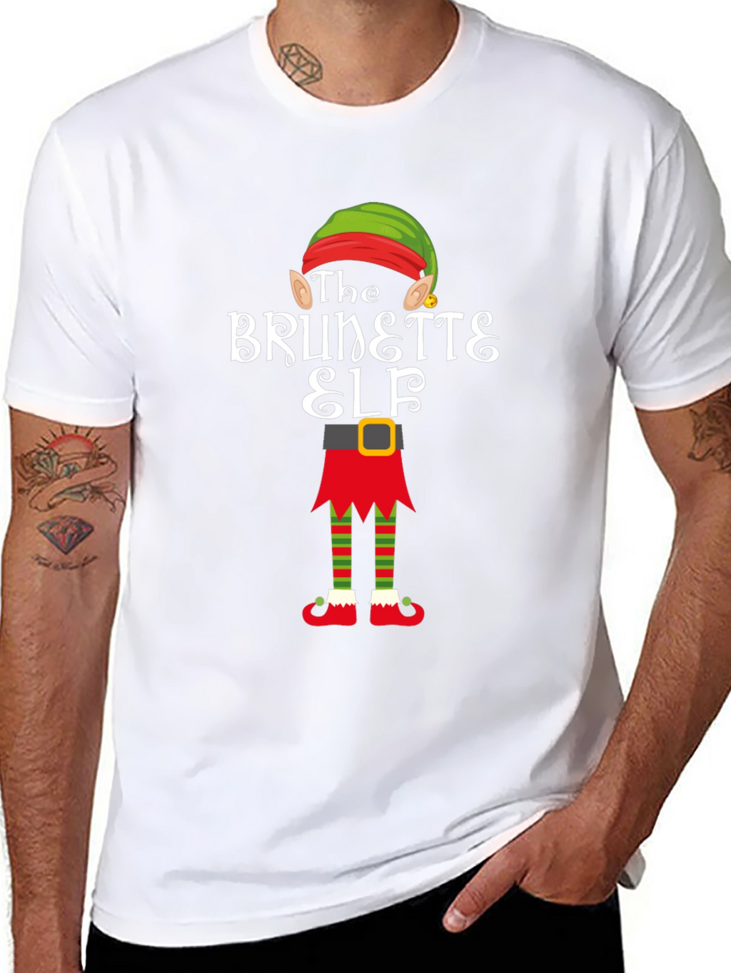 Brunette Elf Christmas Graphic Tee