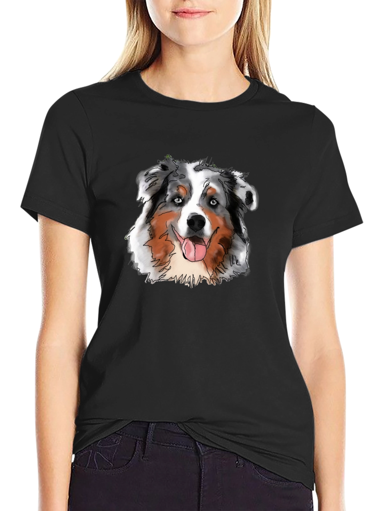 Aussie Dog Graphic Tee - Cool Black Shirt