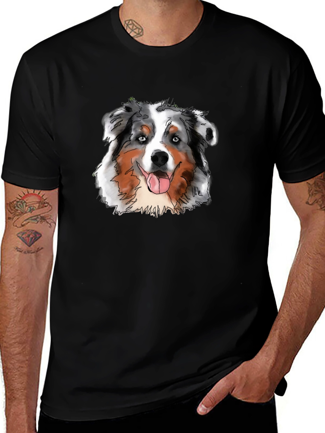 Aussie Dog Graphic Tee - Cool Black Shirt