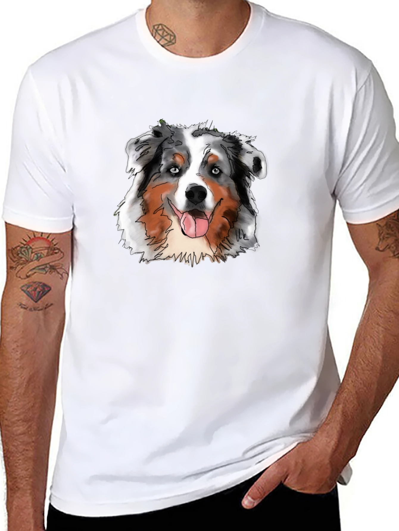 Aussie Dog Graphic Tee - Cool Black Shirt