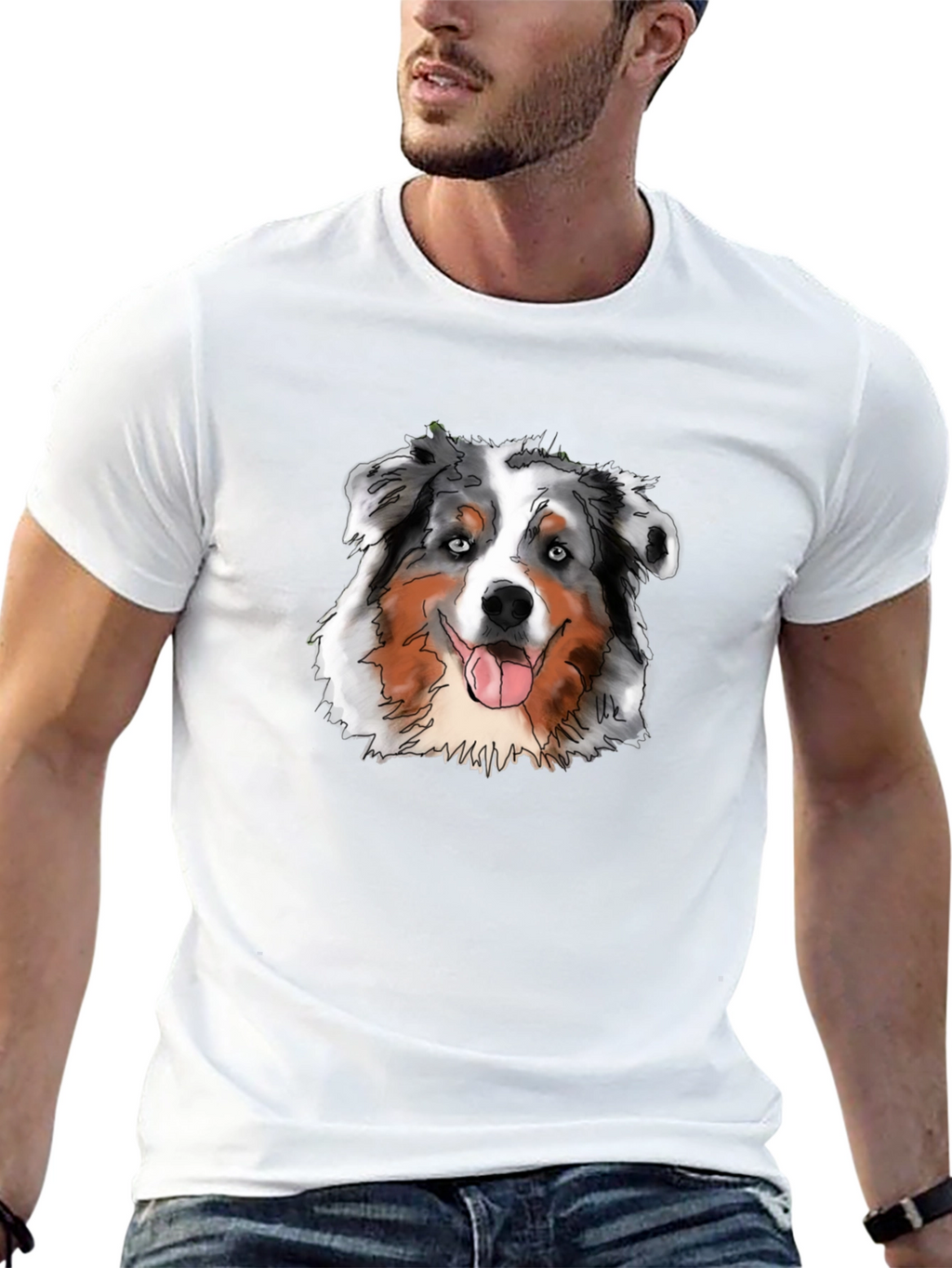 Aussie Dog Graphic Tee - Cool Black Shirt