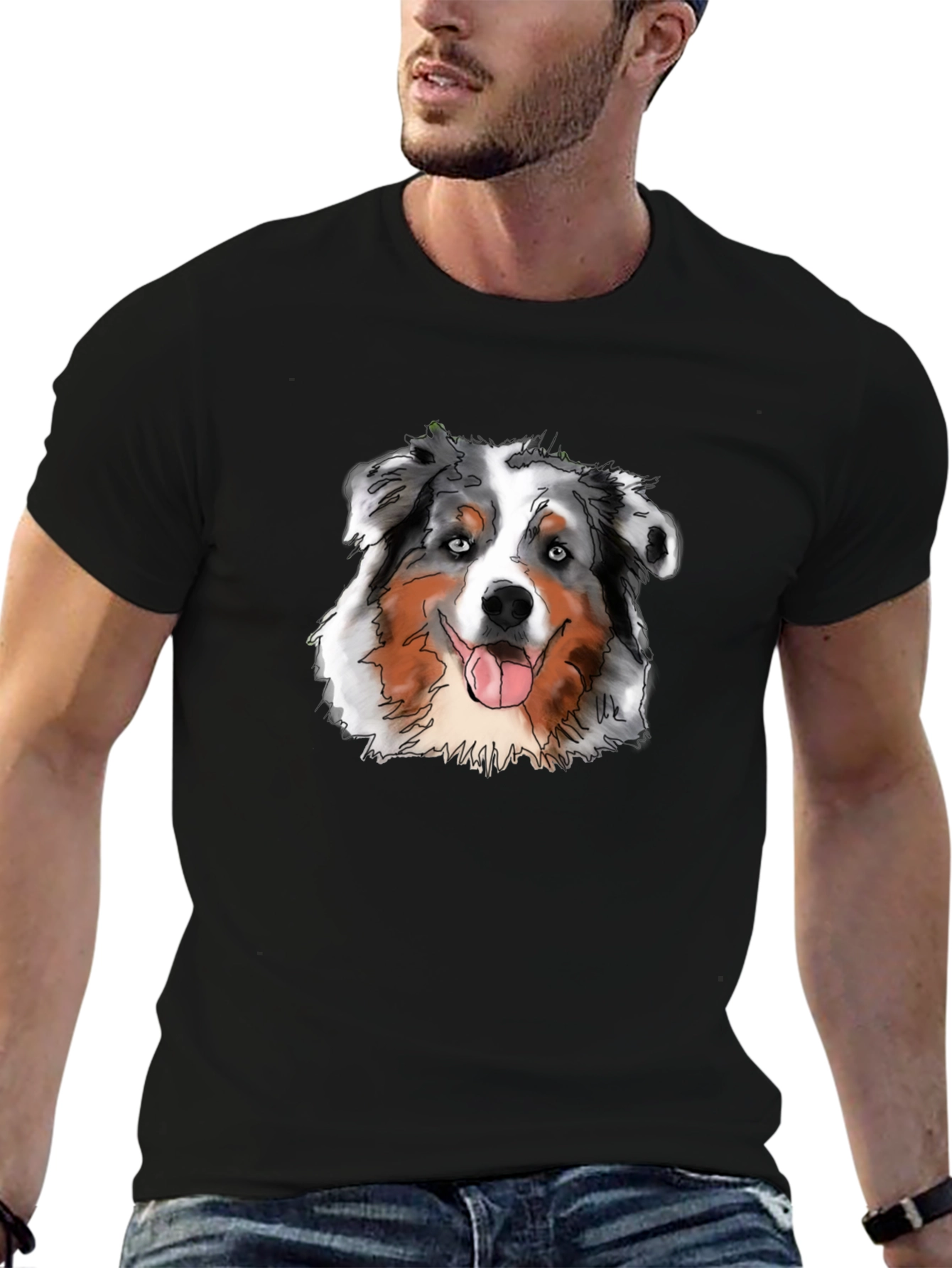 Aussie Dog Graphic Tee - Cool Black Shirt