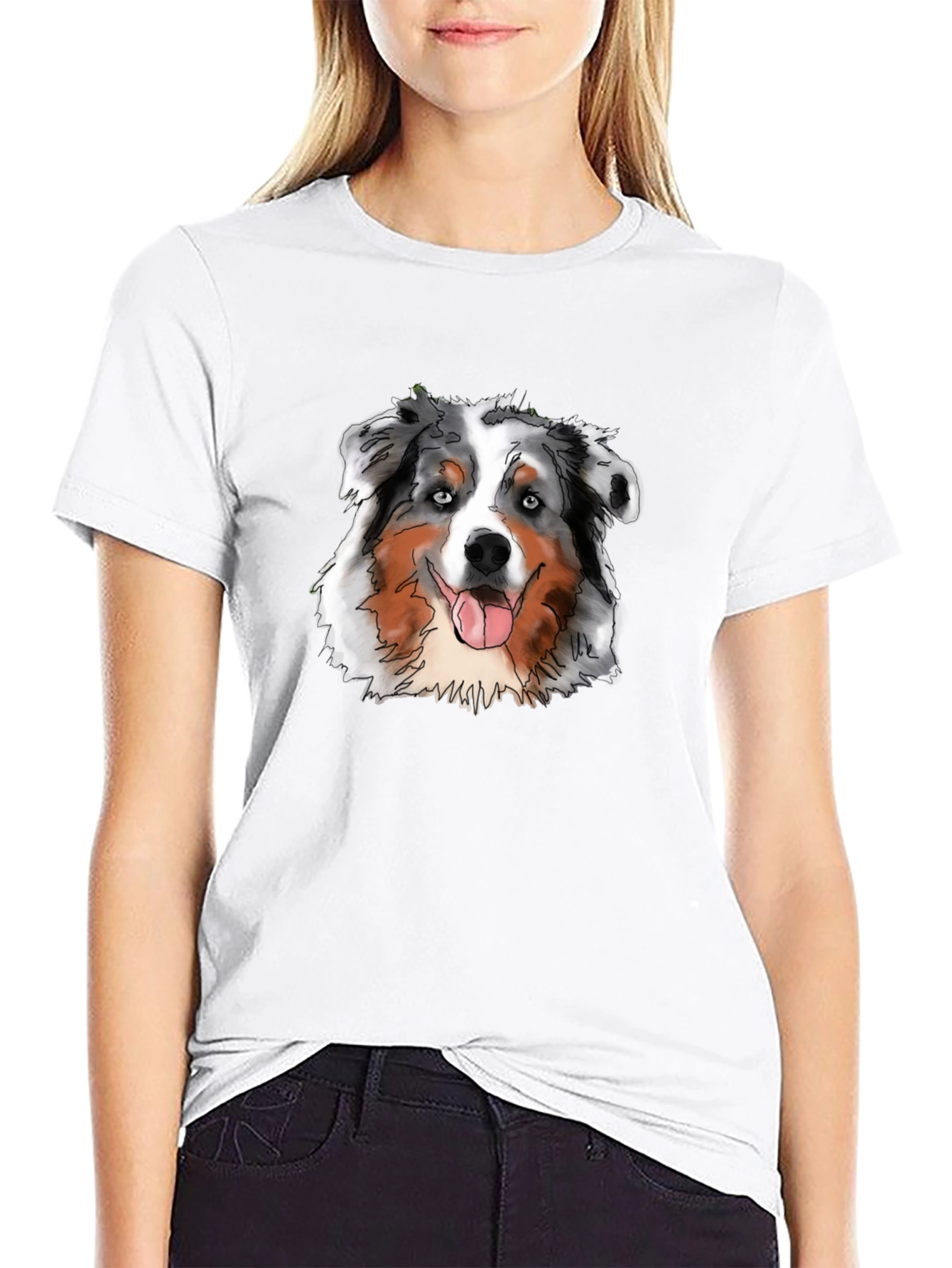 Aussie Dog Graphic Tee - Cool Black Shirt