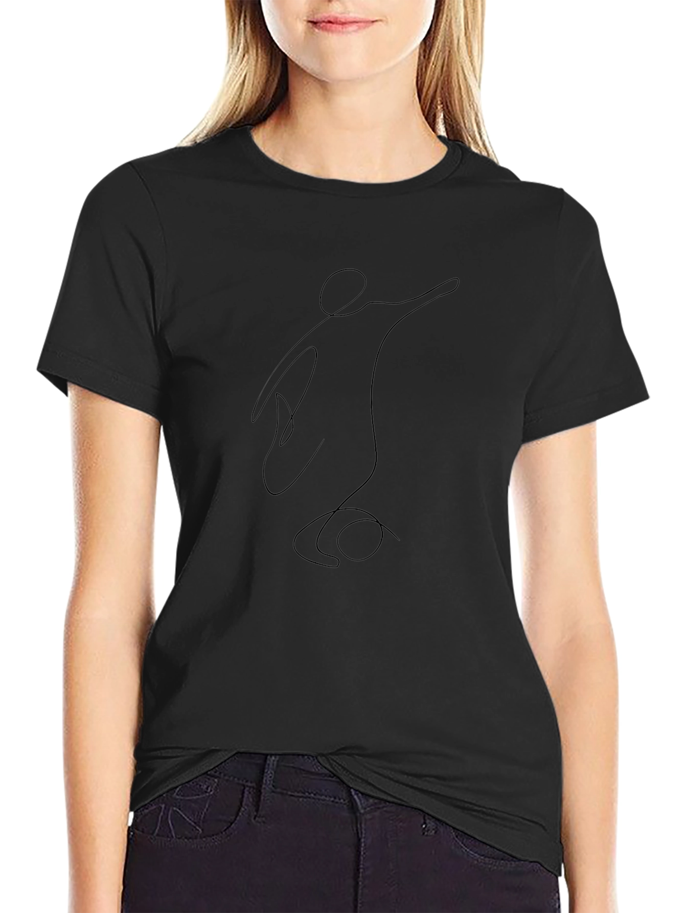 Abstract Line Art Black T-Shirt