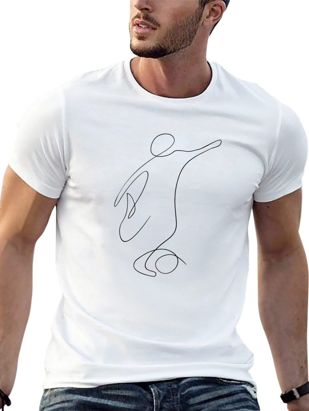 Abstract Line Art Black T-Shirt
