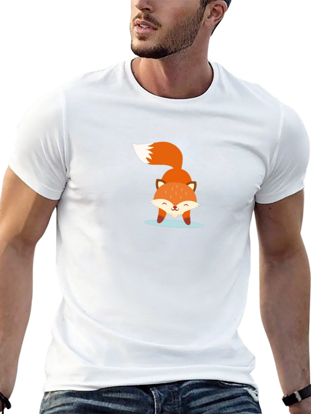 Cute Fox Graphic Black T-Shirt