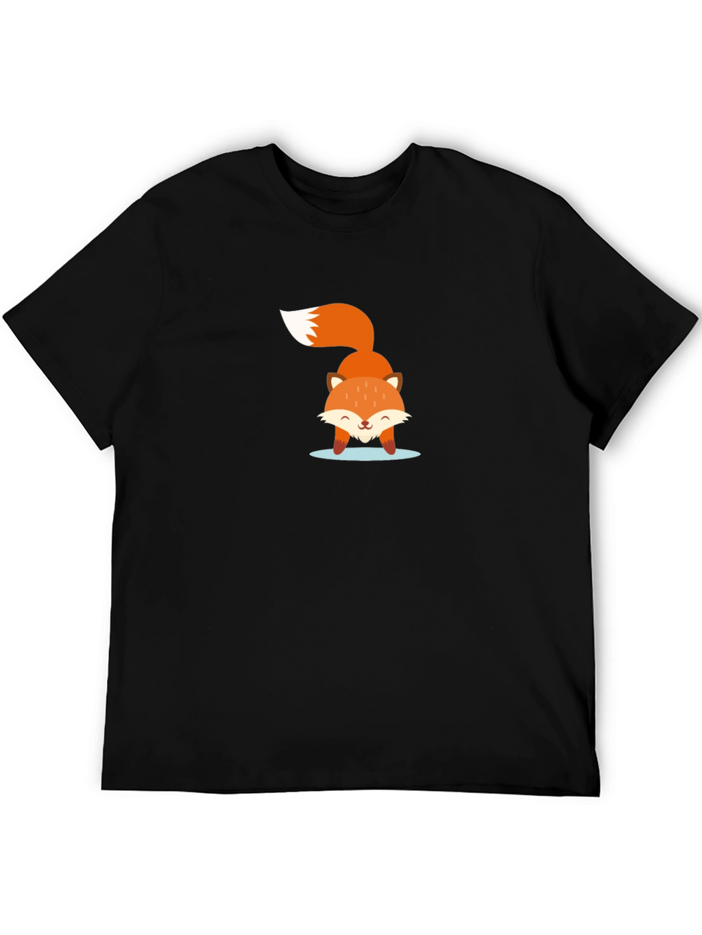 Cute Fox Graphic Black T-Shirt