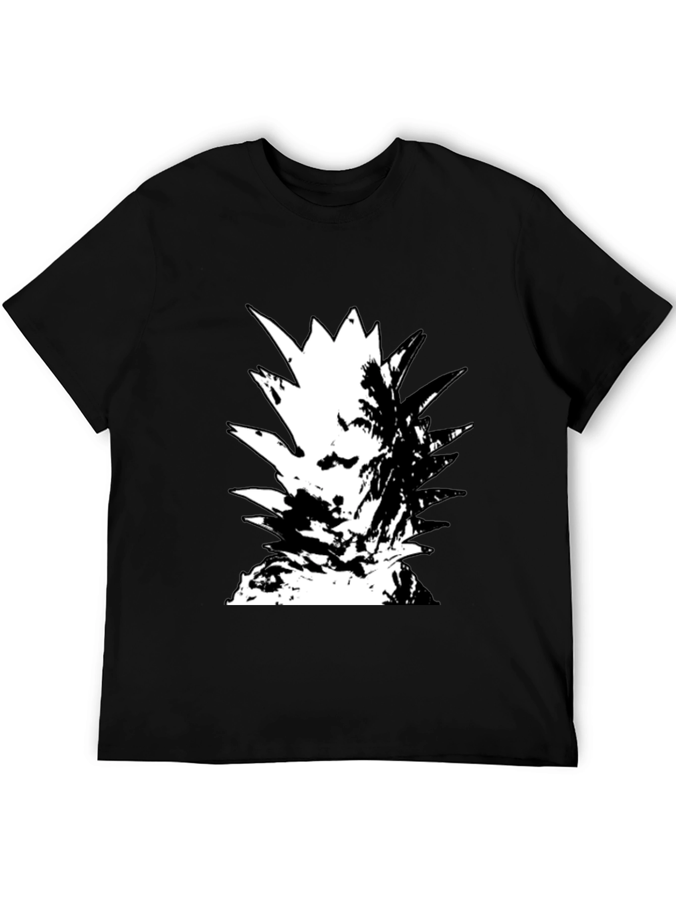 Abstract Pineapple Graphic Tee - Black Cotton Casual Wear
