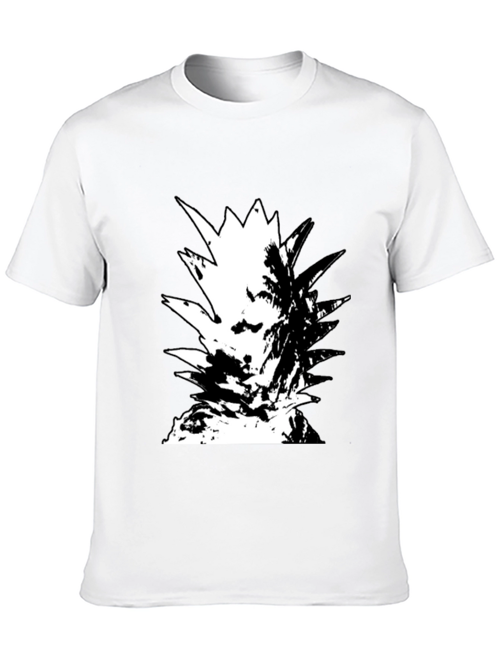 Abstract Pineapple Graphic Tee - Black Cotton Casual Wear