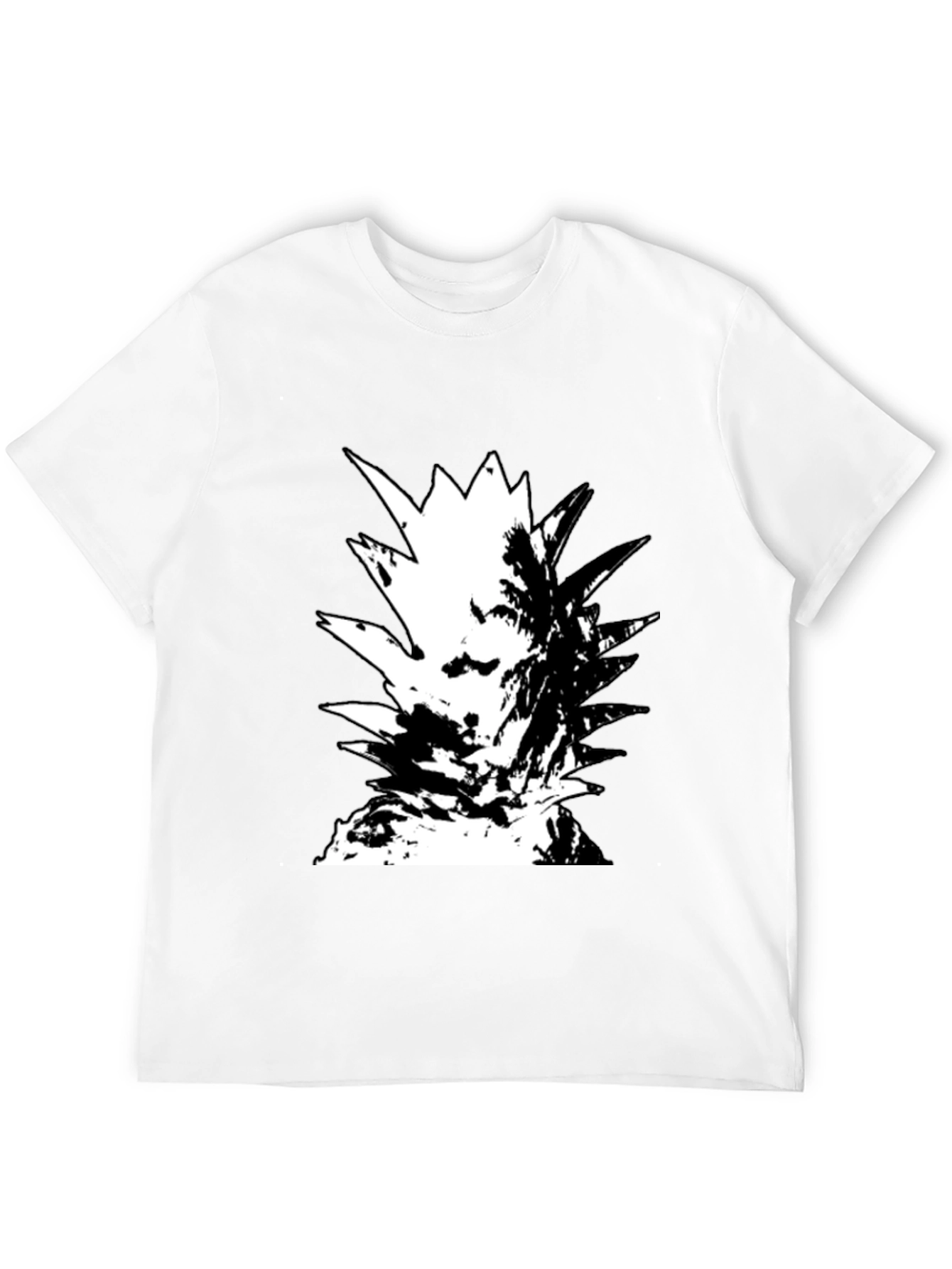Abstract Pineapple Graphic Tee - Black Cotton Casual Wear