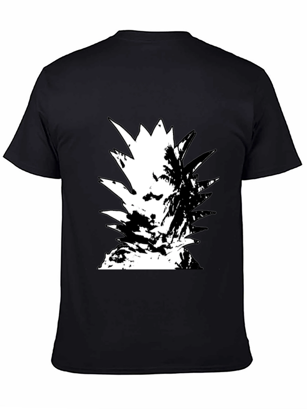 Abstract Pineapple Graphic Tee - Black Cotton Casual Wear