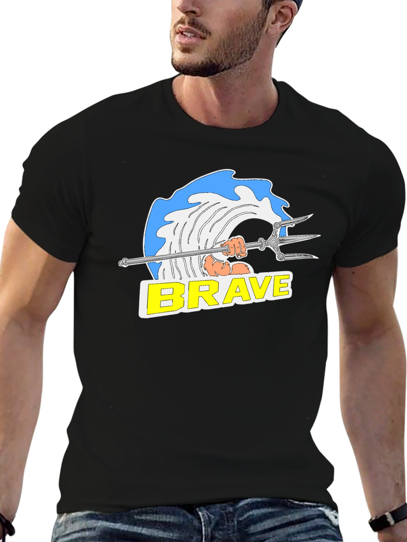 Brave Graphic T-Shirt - Black Cotton Tee