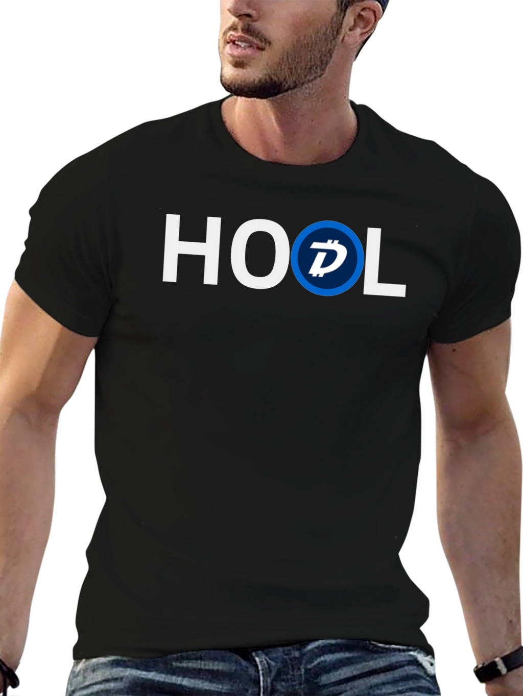HOOL Crypto T-Shirt - Black Cotton Blend Casual Tee