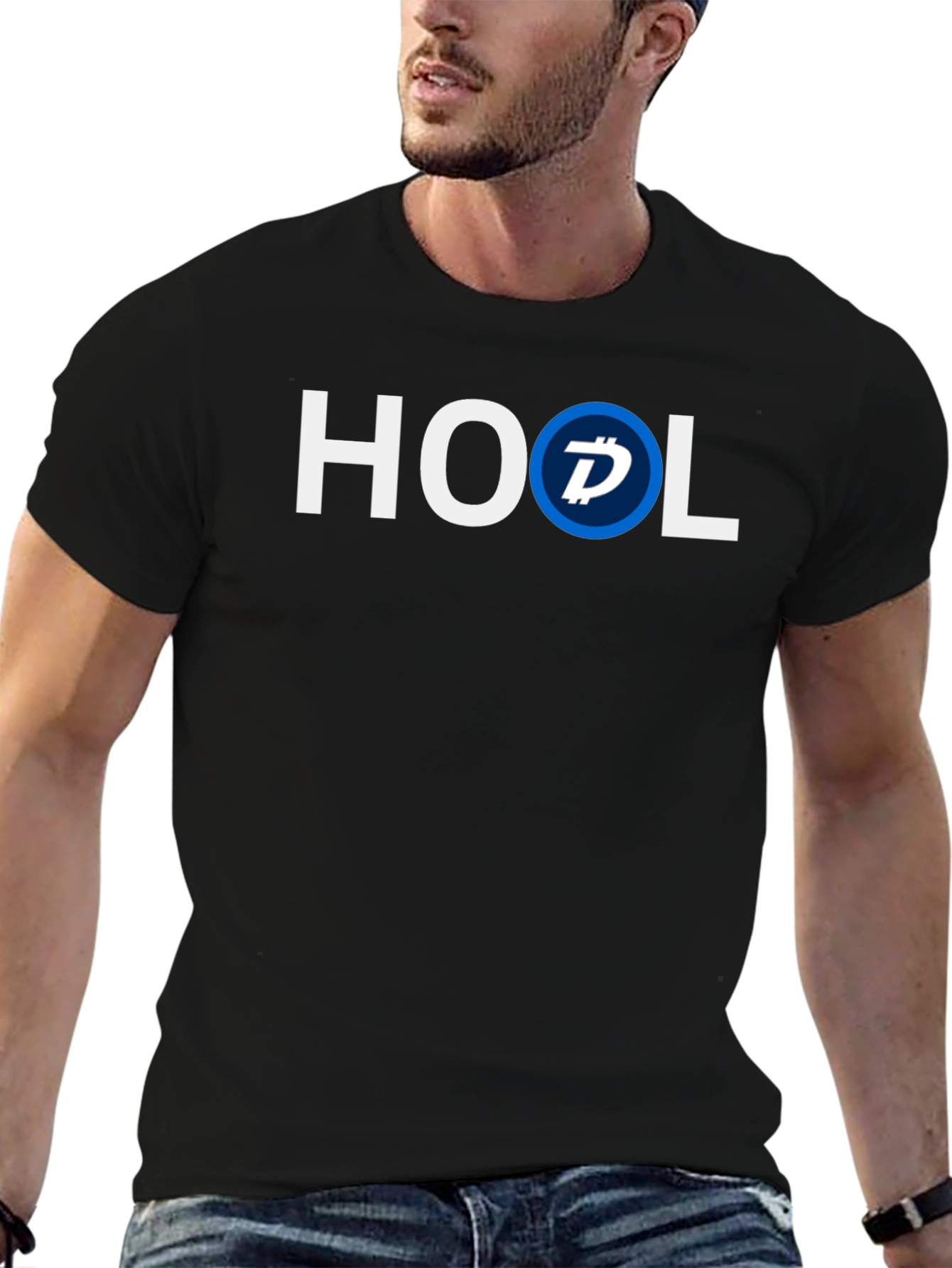 HOOL Crypto T-Shirt - Black Cotton Blend Casual Tee