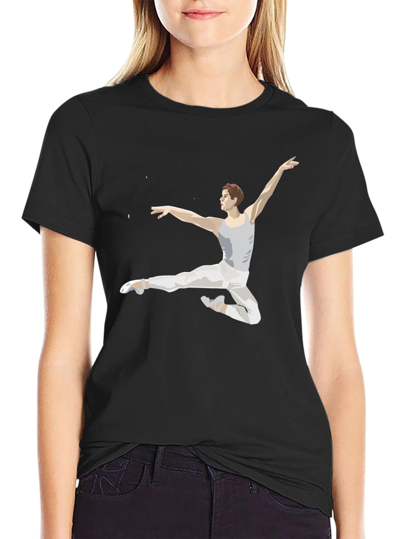 Ballet Dancer Graphic Tee - Black Cotton T-Shirt