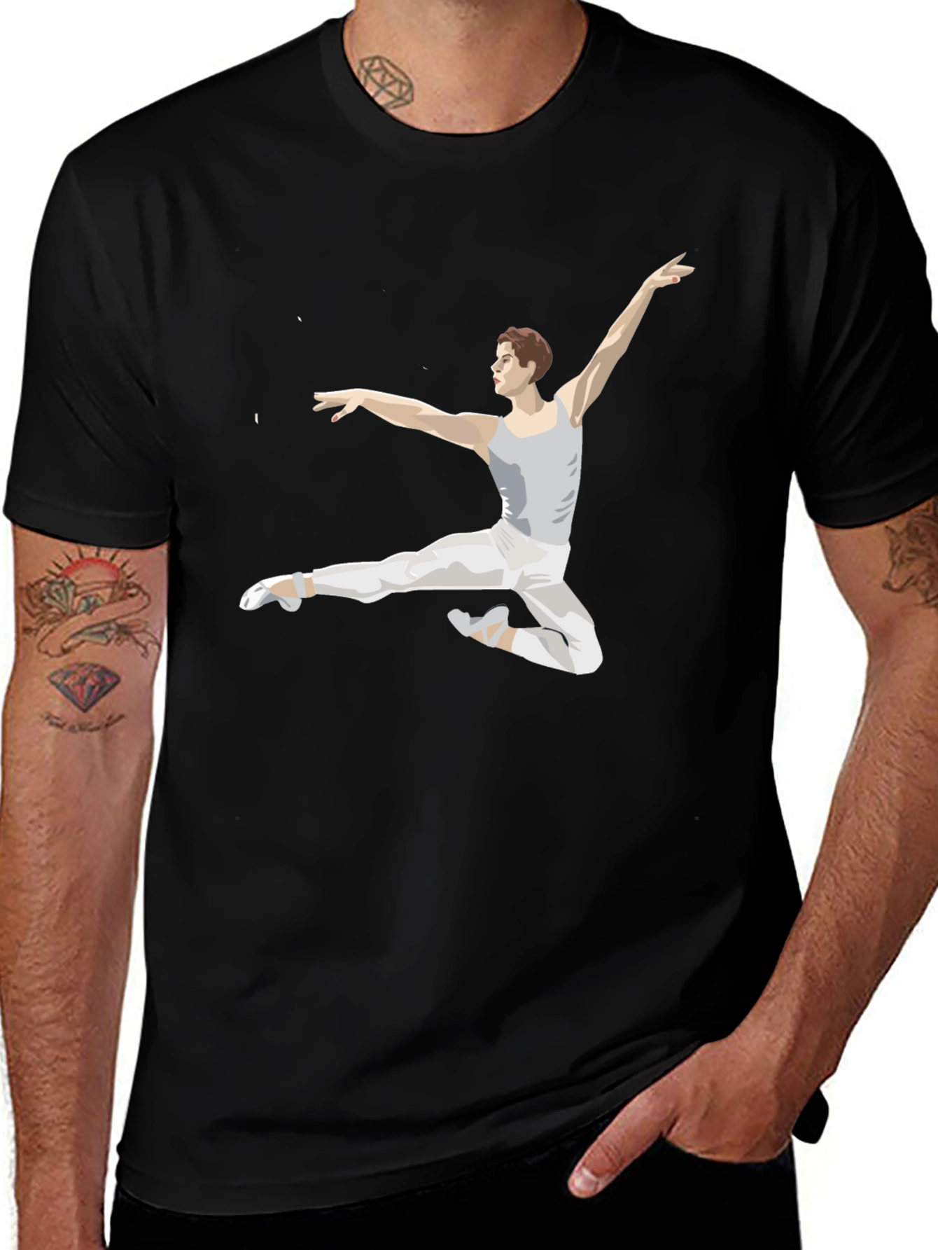 Ballet Dancer Graphic Tee - Black Cotton T-Shirt