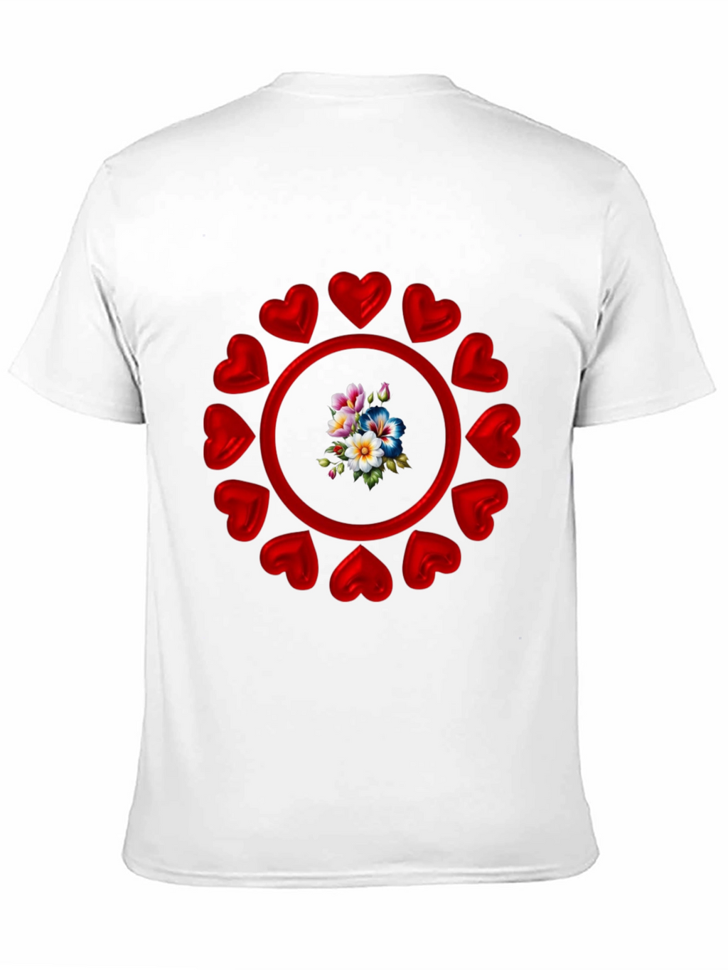 Heart Circle Flower Graphic Black T-Shirt
