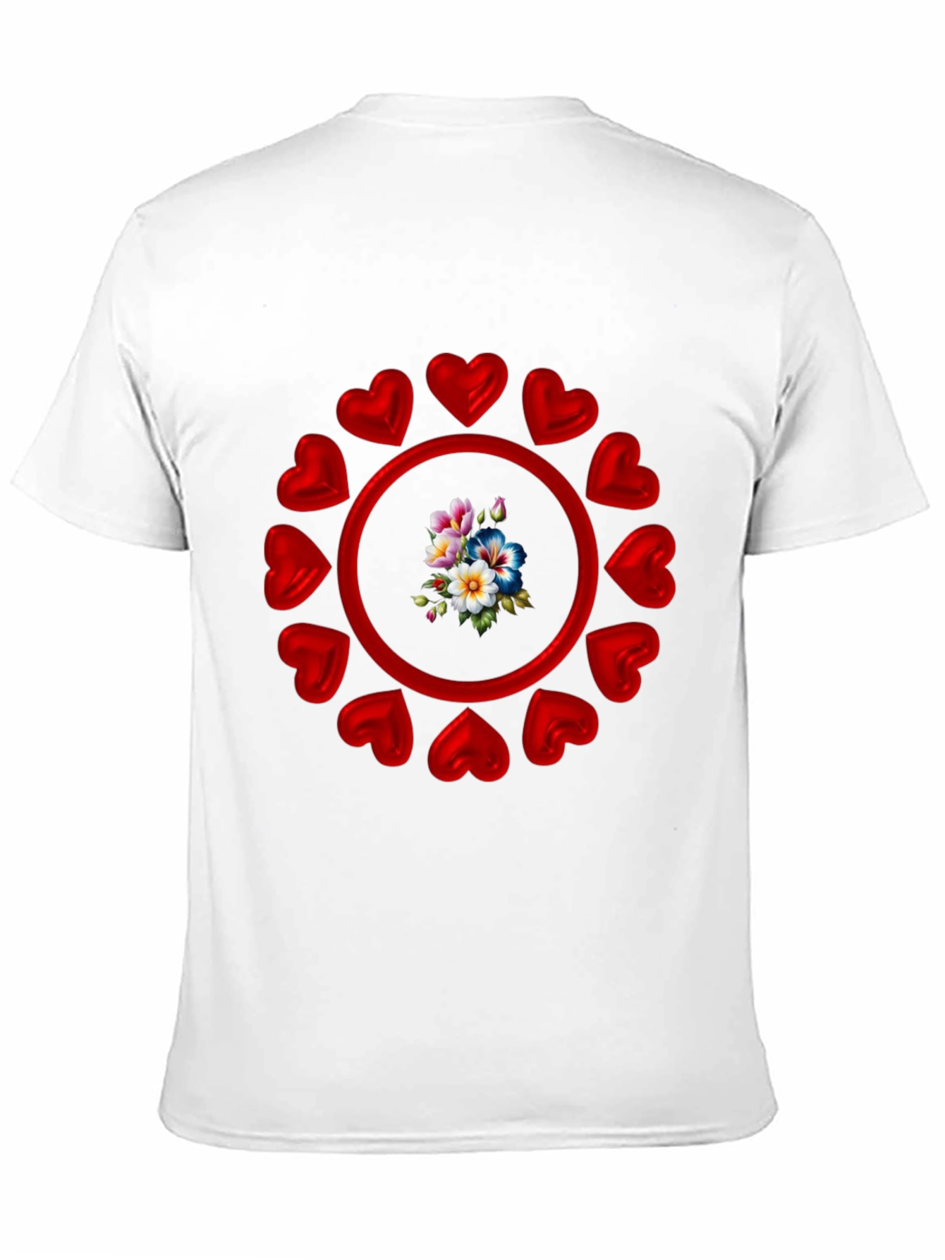 Heart Circle Flower Graphic Black T-Shirt