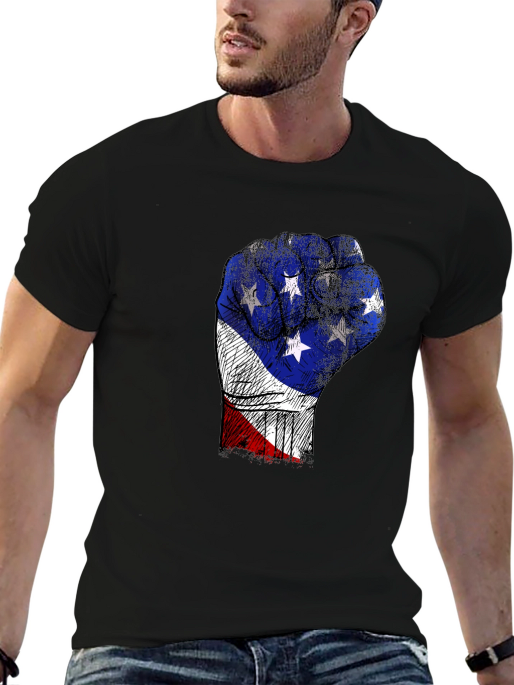 Patriotic Fist Graphic Tee - USA Pride T-Shirt