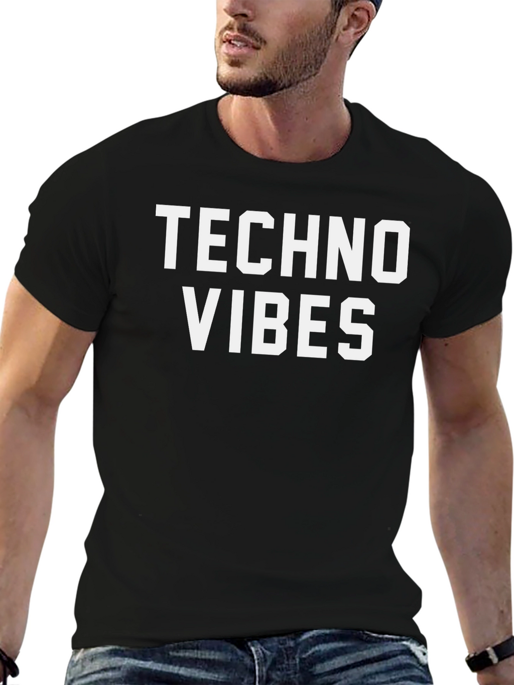 Techno Vibes Graphic T-Shirt - Black