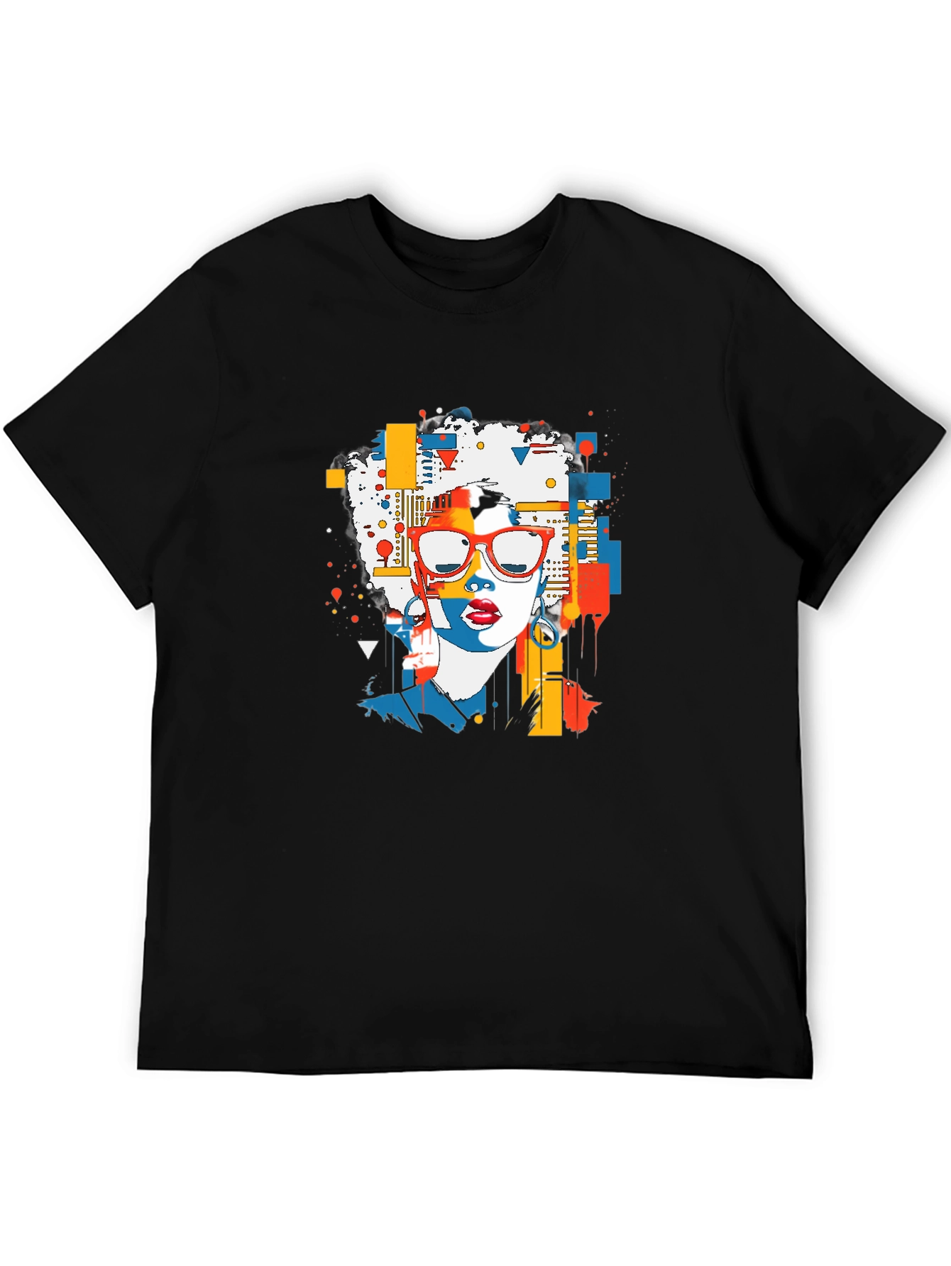 Abstract Afro Woman Graphic Tee - Stylish Pop Art T-Shirt