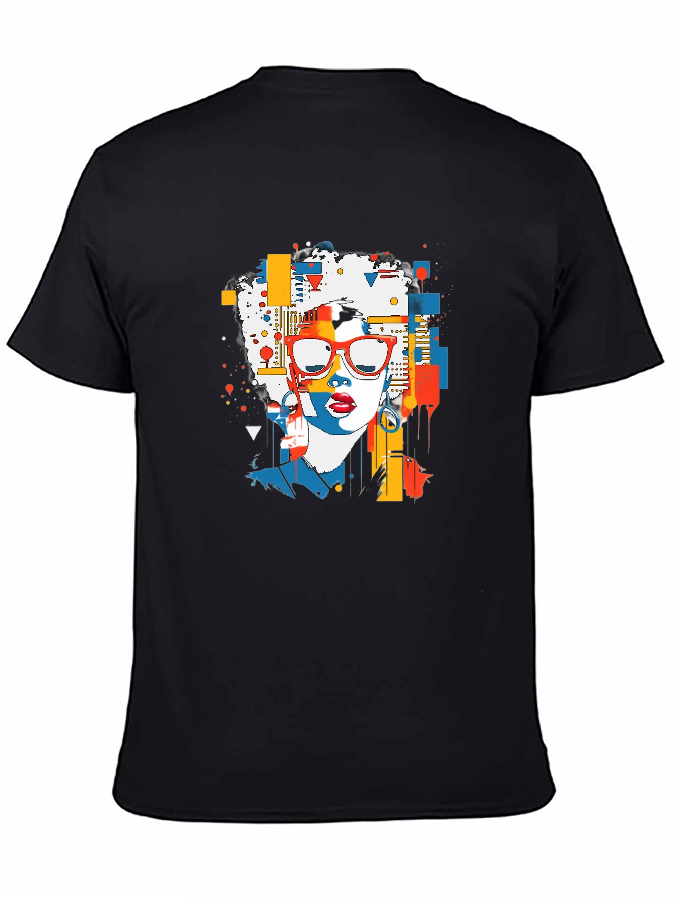 Abstract Afro Woman Graphic Tee - Stylish Pop Art T-Shirt