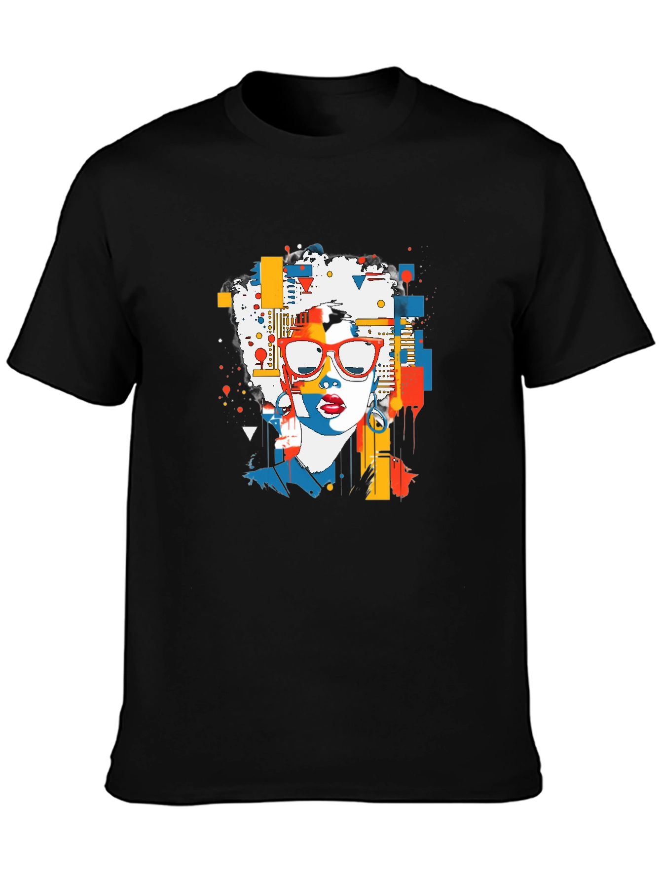 Abstract Afro Woman Graphic Tee - Stylish Pop Art T-Shirt