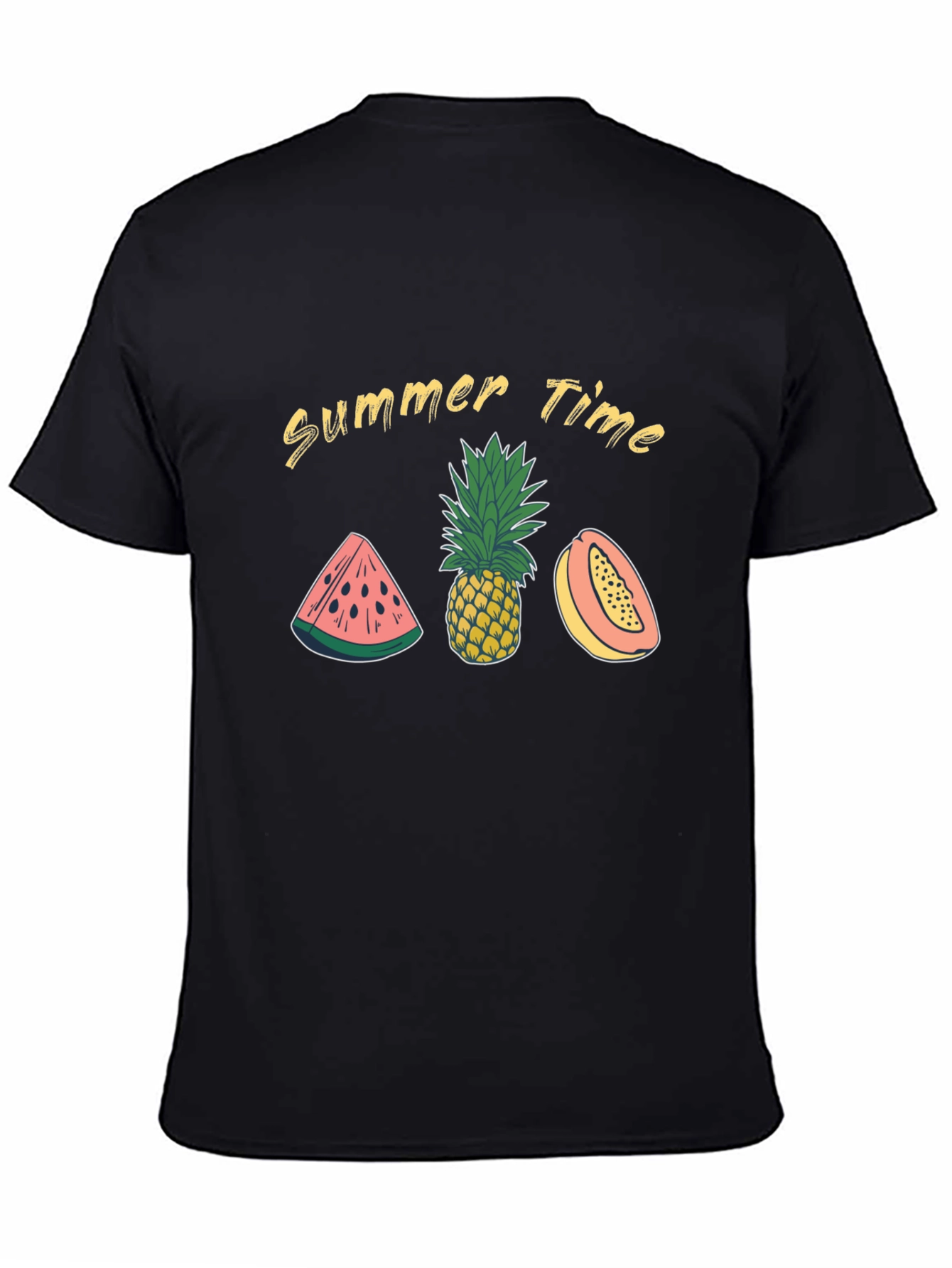 Summer Time Fruit Graphic Black T-Shirt