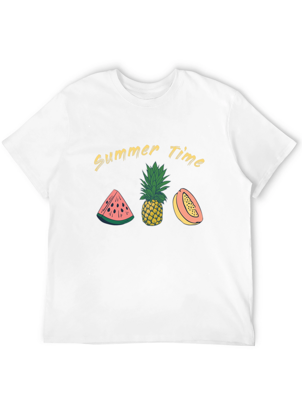 Summer Time Fruit Graphic Black T-Shirt