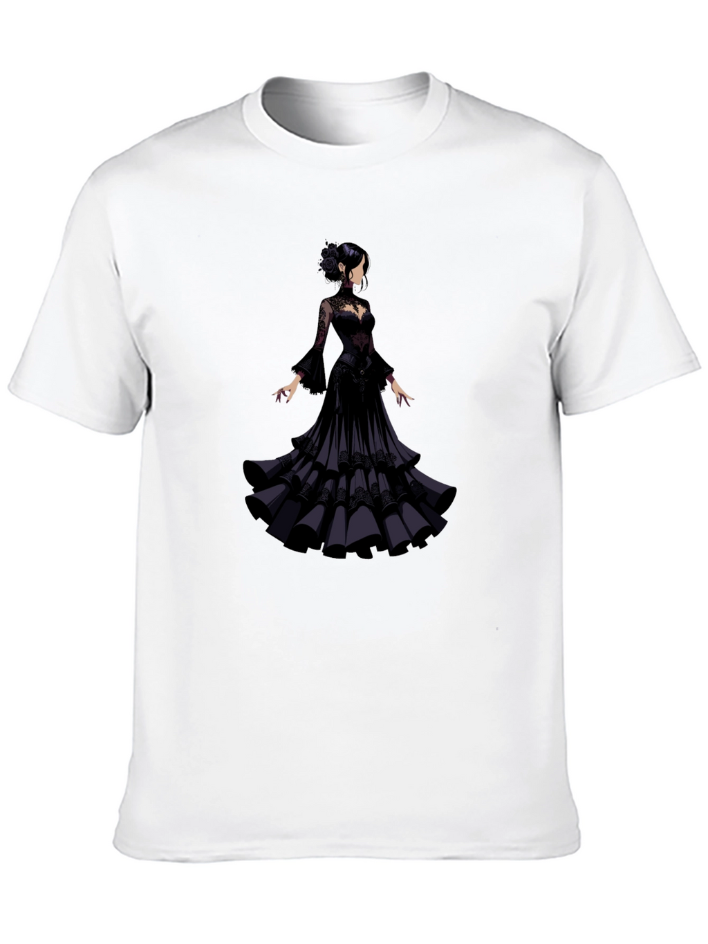 Elegant Woman in Black Gown T-Shirt