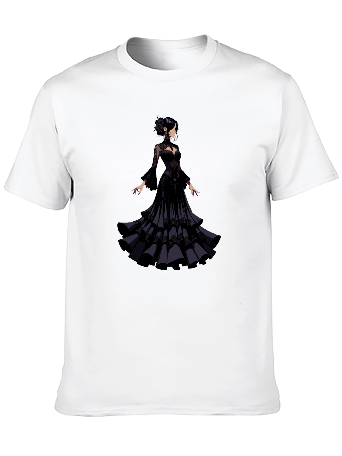 Elegant Woman in Black Gown T-Shirt