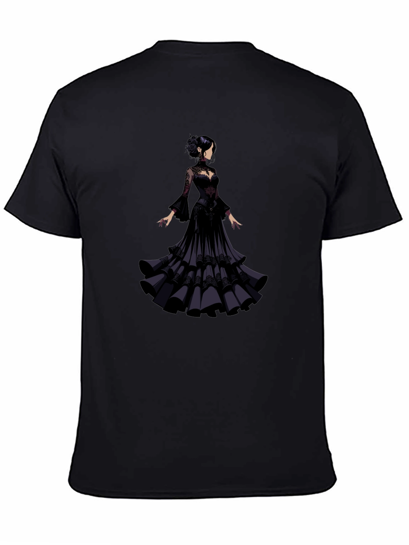 Elegant Woman in Black Gown T-Shirt