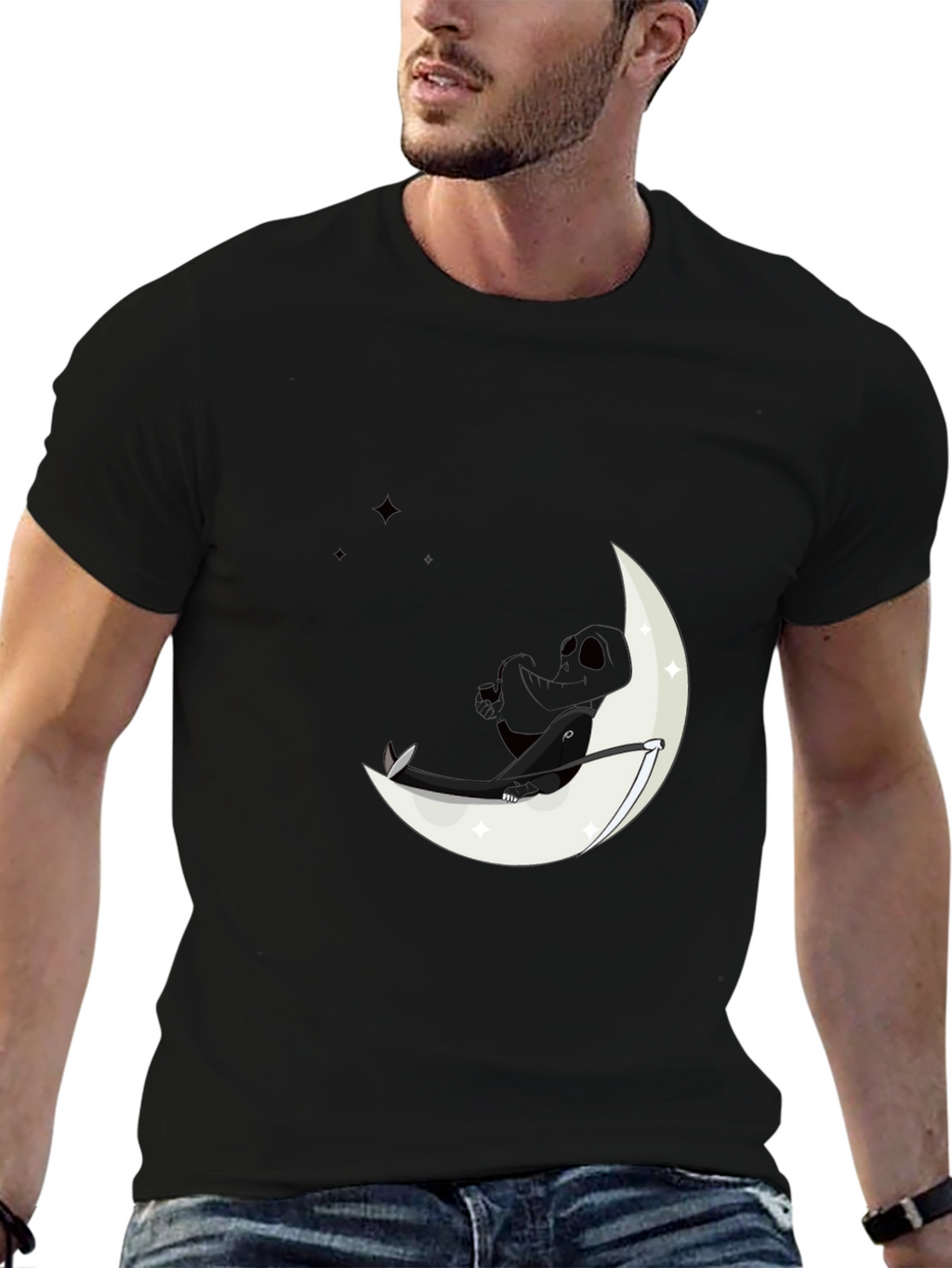 Moon Dreamer Graphic Tee - Black Cotton Comfort