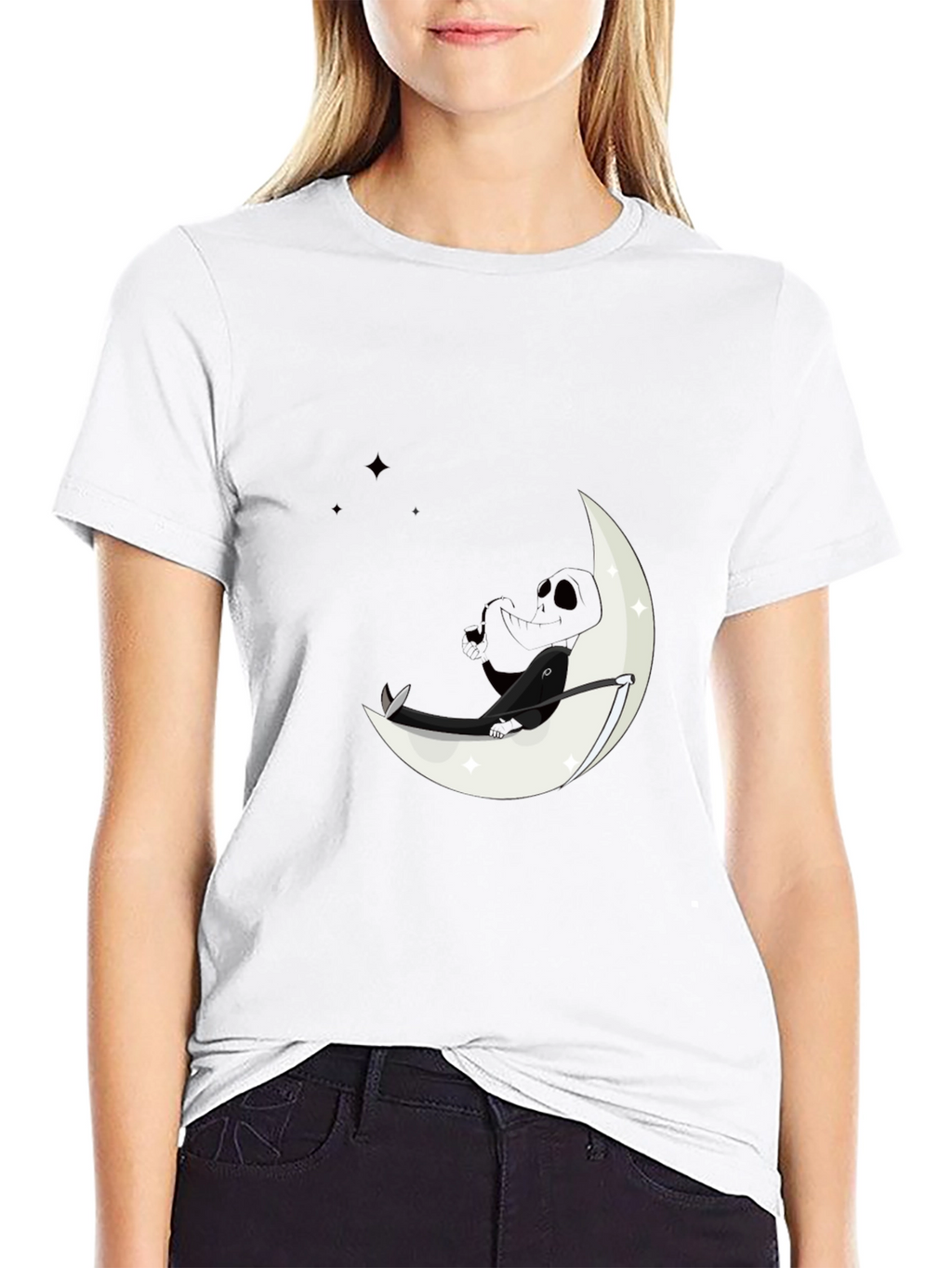 Moon Dreamer Graphic Tee - Black Cotton Comfort