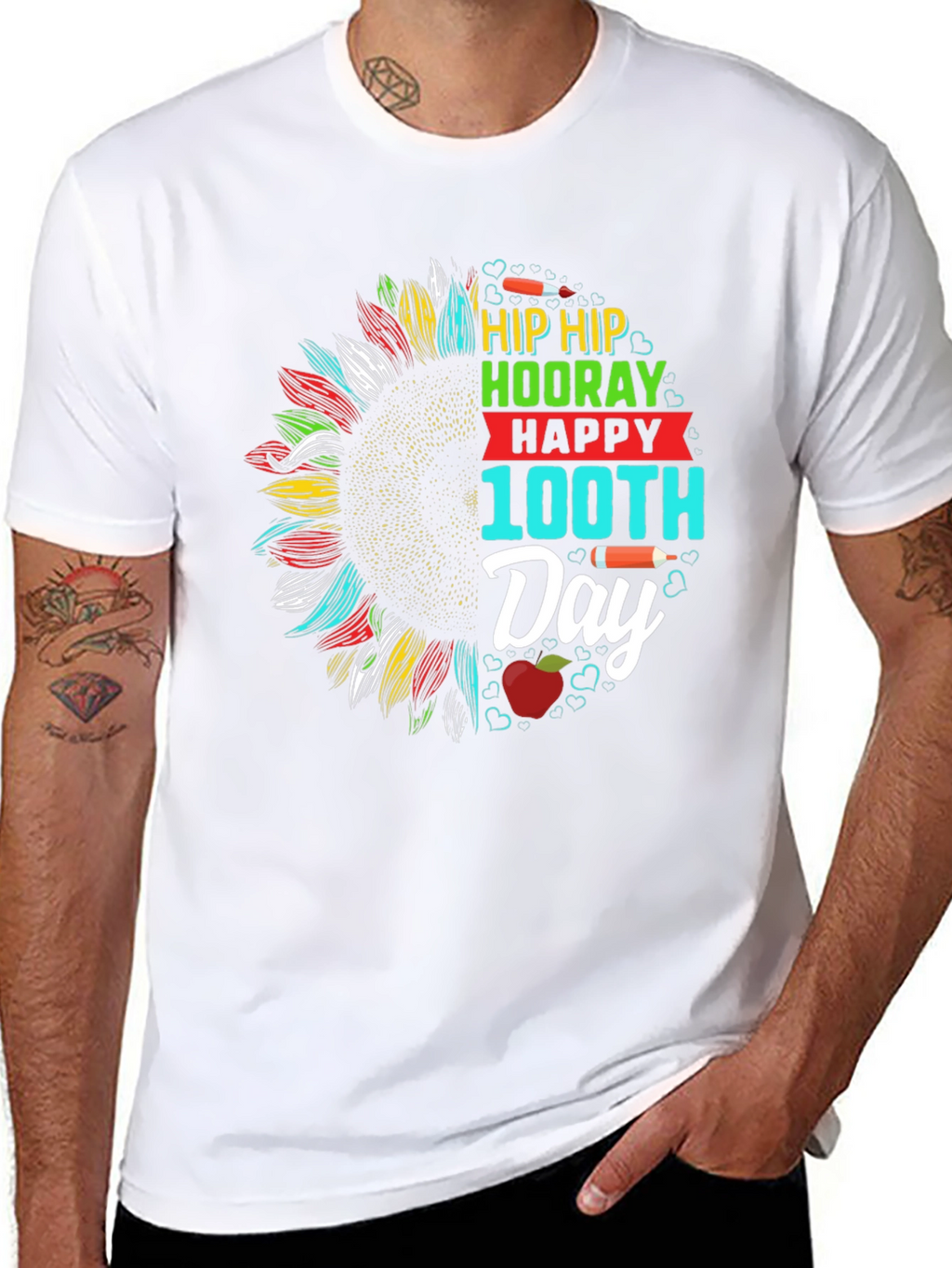 Happy 100th Day T-Shirt - Sunflower Design