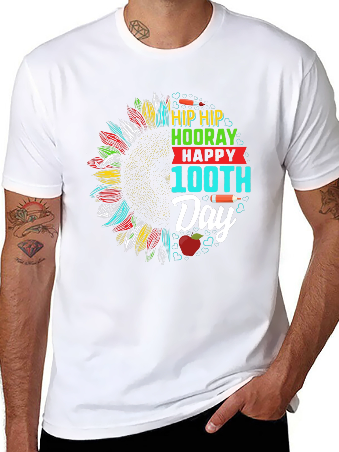 Happy 100th Day T-Shirt - Sunflower Design