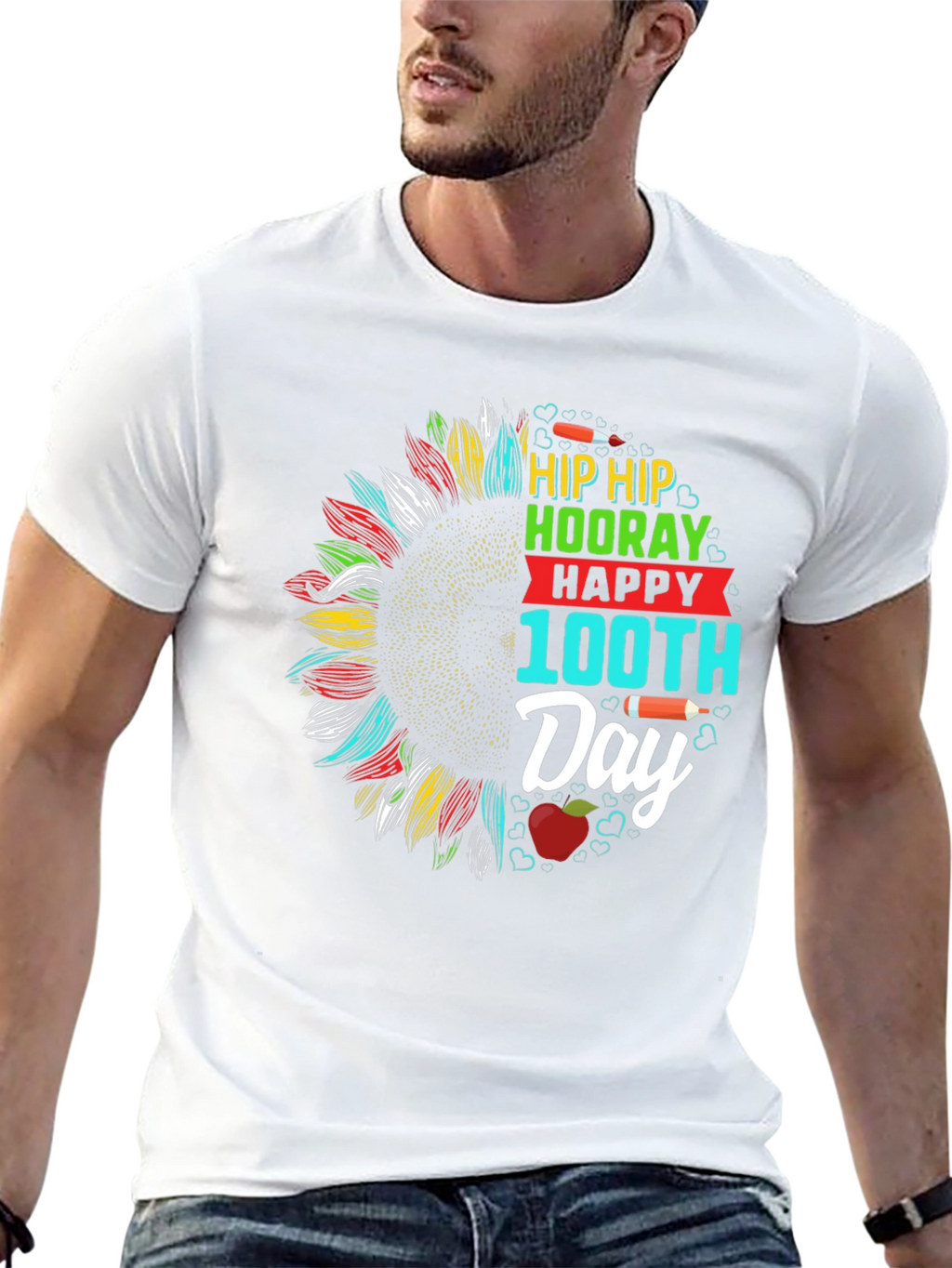 Happy 100th Day T-Shirt - Sunflower Design