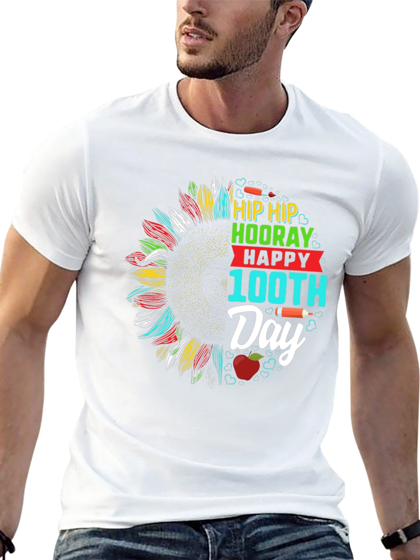 Happy 100th Day T-Shirt - Sunflower Design