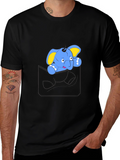 Cute Cartoon Elephant Pocket T-Shirt