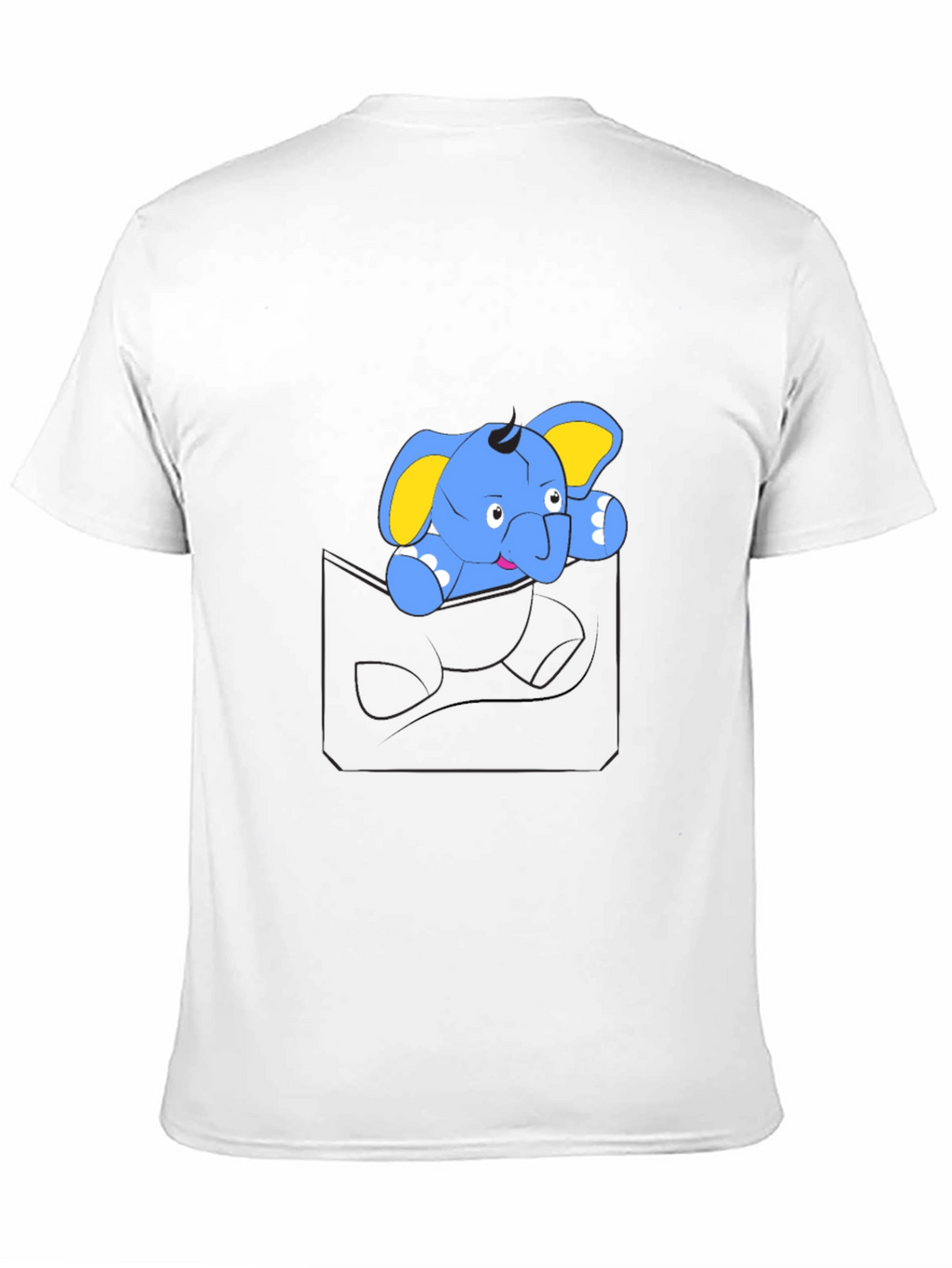 Cute Cartoon Elephant Pocket T-Shirt
