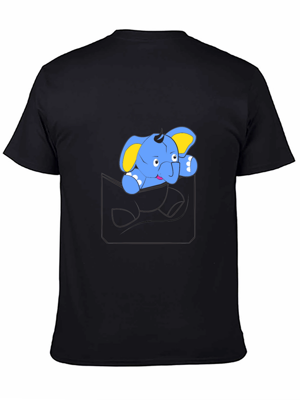 Cute Cartoon Elephant Pocket T-Shirt