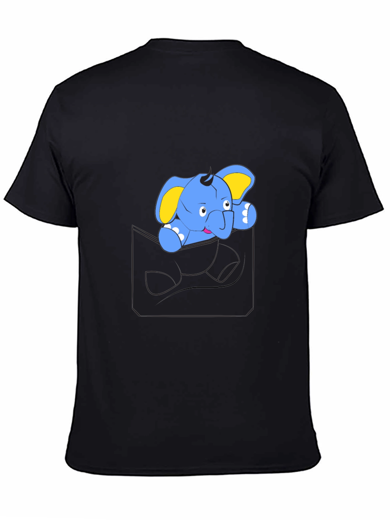 Cute Cartoon Elephant Pocket T-Shirt