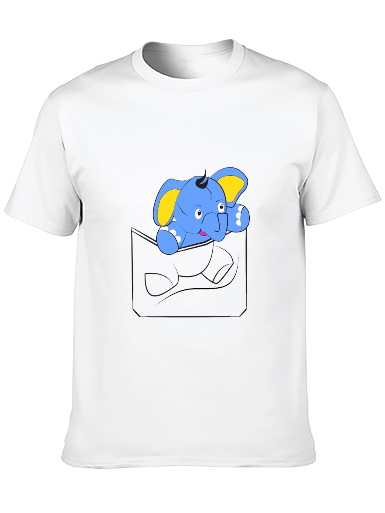 Cute Cartoon Elephant Pocket T-Shirt