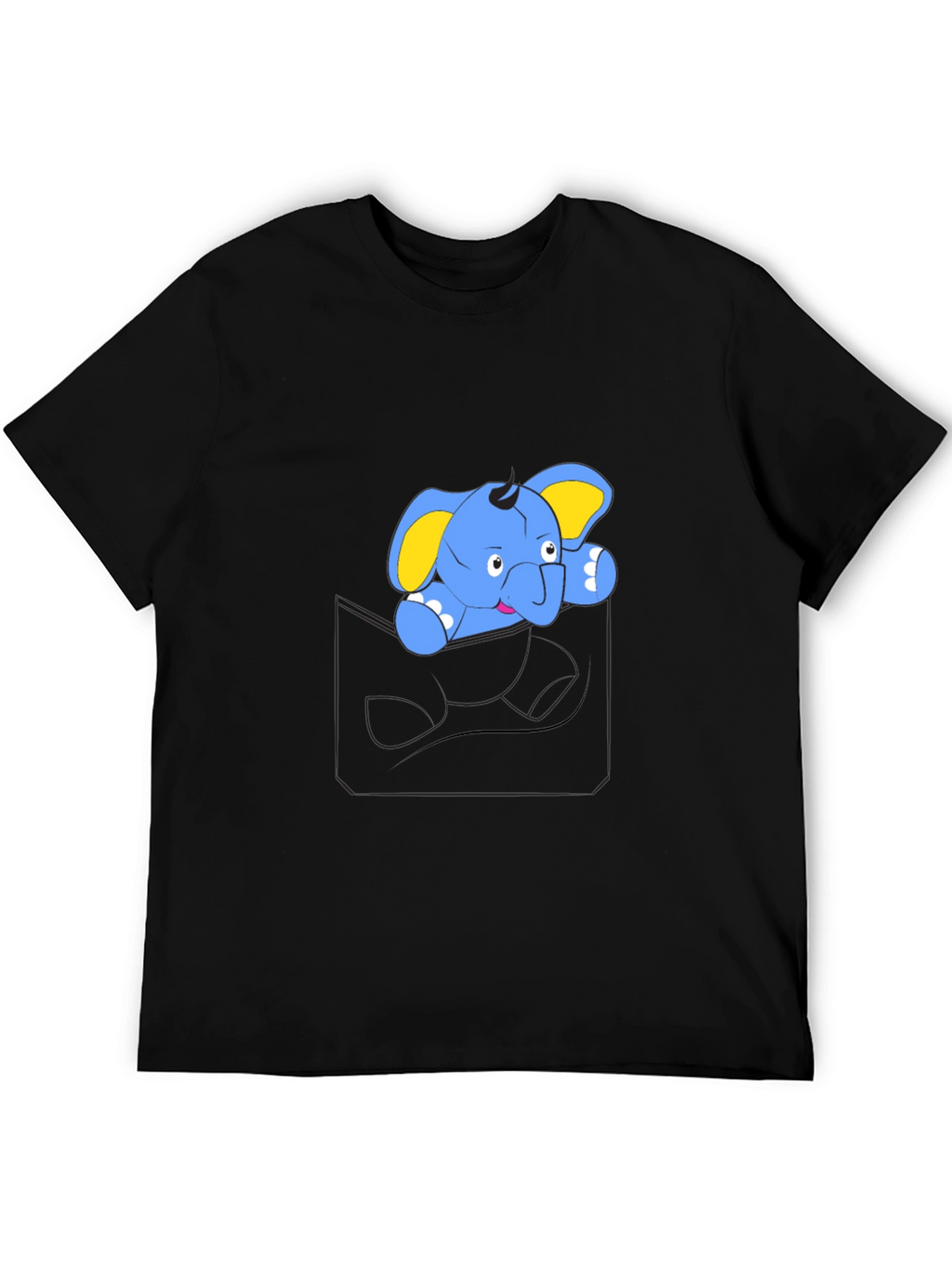 Cute Cartoon Elephant Pocket T-Shirt