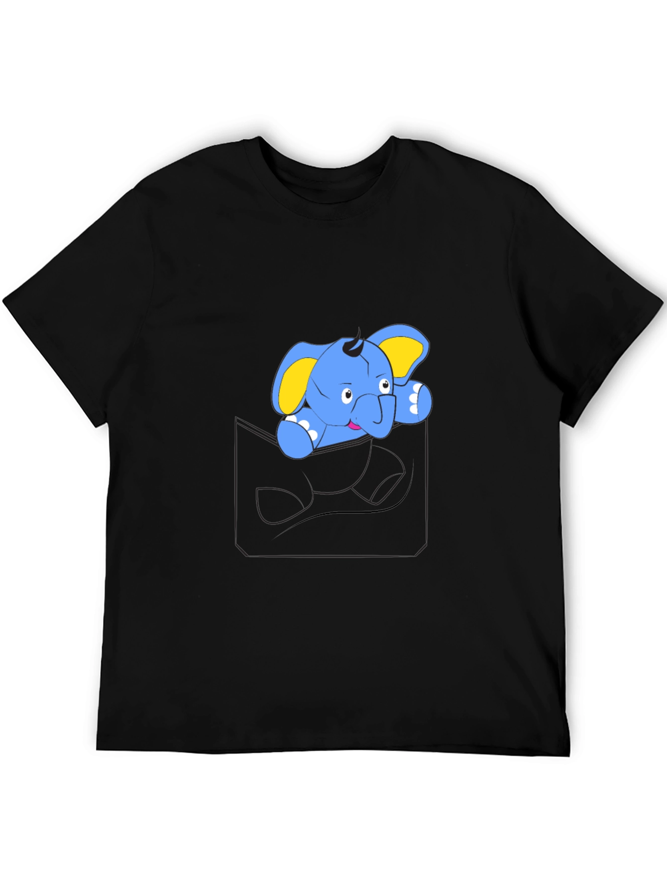 Cute Cartoon Elephant Pocket T-Shirt