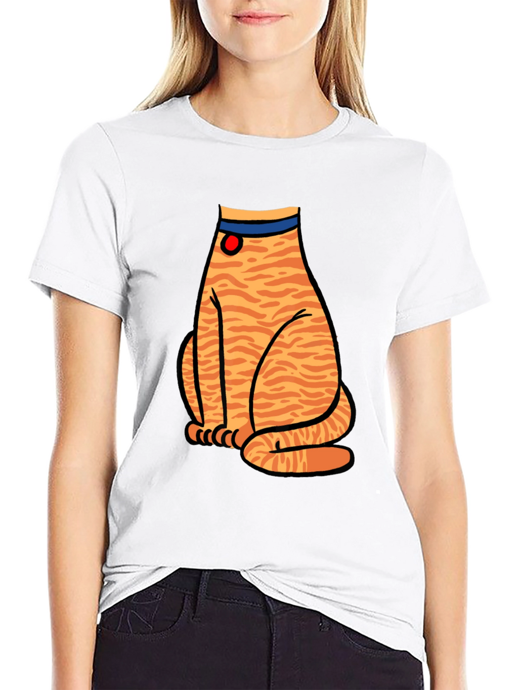 Striped Cat Graphic T-Shirt - Unisex Black Tee