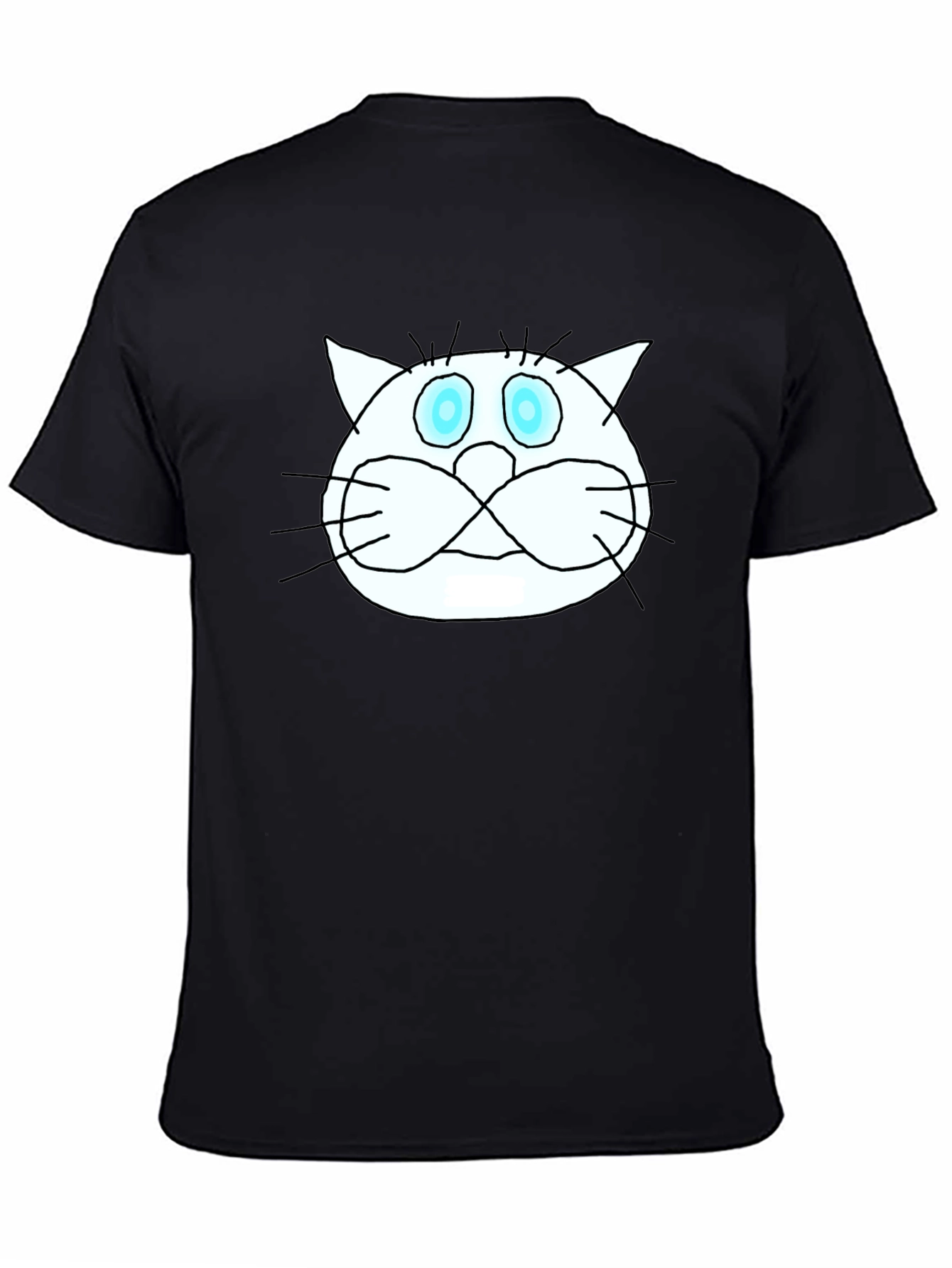 Funny Cat Graphic Tee - Black Crew Neck T-Shirt