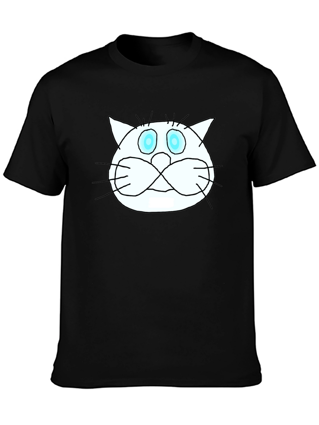 Funny Cat Graphic Tee - Black Crew Neck T-Shirt